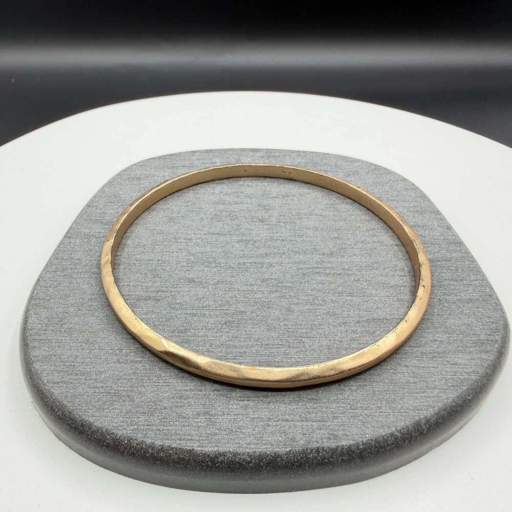 Gold Tone Hammered Bangle Bracelet Minimalist Boho Stackable Statement Jewelry